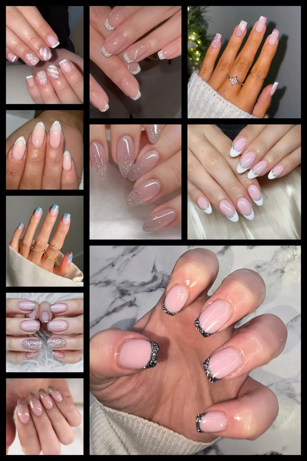 These French tips nails with glitter prove you don’t need heavy designs to make an impact ✨ Think soft pink bases, crisp tips, and just enough sparkle to shine. 💅