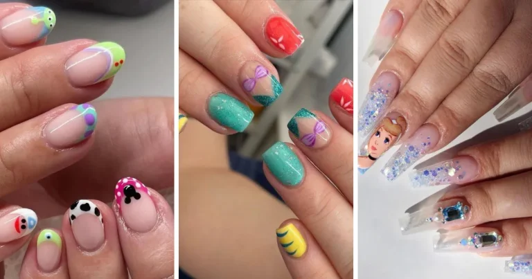 Get inspired by 18 magical Disney nail ideas featuring princess sparkle, Mickey accents, and fun designs perfect for any Disney lover.