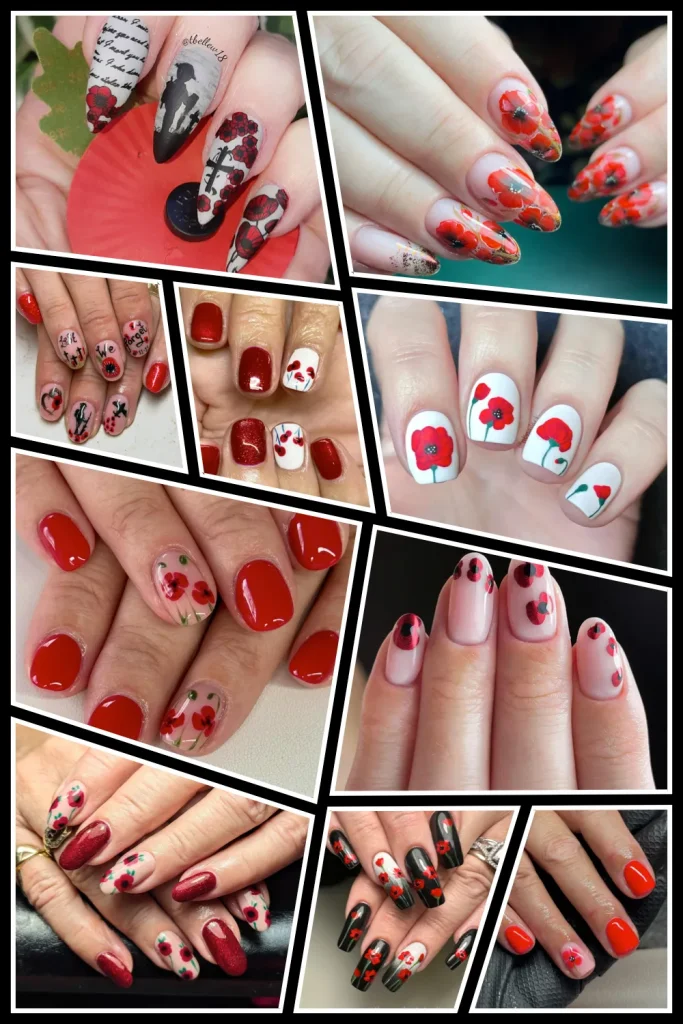 Subtle and symbolic, these poppy nail art designs are perfect for November appointments 🌺 Create meaningful remembrance sets that balance artistry and respect. #PoppyNails #VeteransDayNails #RemembranceDayDesigns
