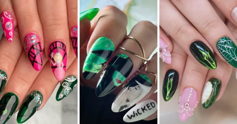 Step into Oz with these Wicked-inspired nail designs! 🌟 From emerald chrome to magical pink ombré, these looks are trending just in time for the new movie release. 💚