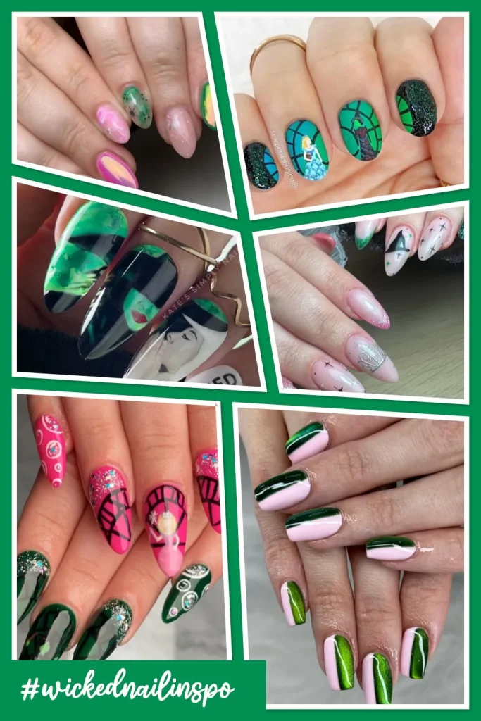 Step into Oz with these Wicked-inspired nail designs! 🌟 From emerald chrome to magical pink ombré, these looks are trending just in time for the new movie release. 💚 